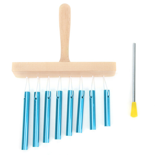 Carillons à huit tons, rangée unique de tubes bleus, avec maillet 1