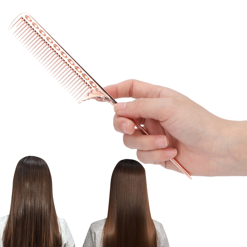 Unisex Gold Professional Rat Tail Hair Comb Salon Hairdressing Styling Comb Barber Aluminum Metal Combrose