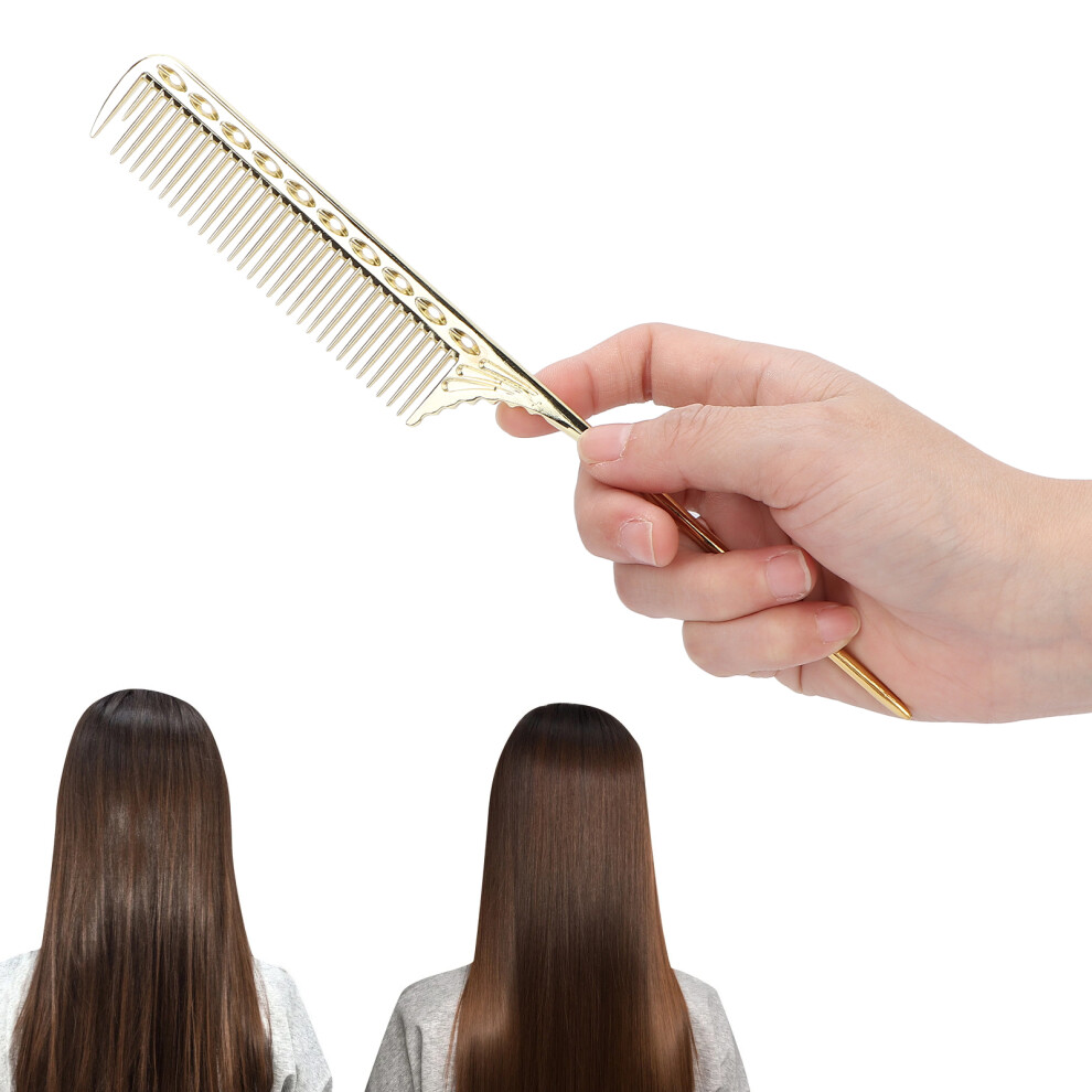 Unisex Professional Rat Tail Hair Comb Salon Hairdressing Styling Comb Barber Aluminum Metal Combgold