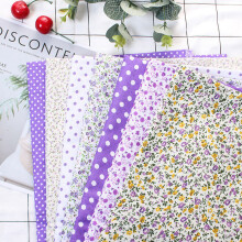 7pcs 25*25cm Cotton Fabric DIY Assorted Squares Pre Cut Bedding Kit Quarters Bundle Purple Dot