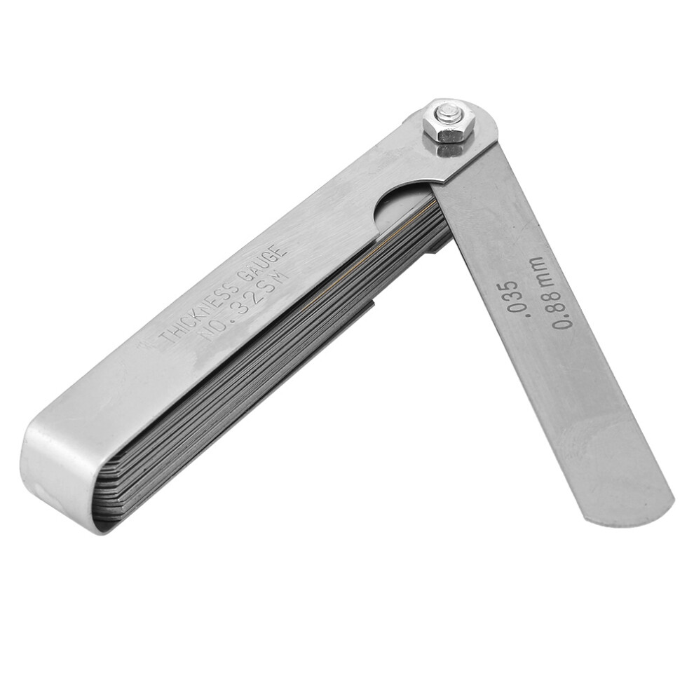 32 Blades Feeler Gauge Metric 0.04-0.88Mm Thickness Stainless Steel Gap Measurement Tool 4101322504712