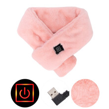 USB Heated Scarf Adjustable Neck Heating Scarf Detachable Plush Warming Neck Wrap ScarfPink