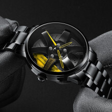 Orologio sportivo da uomo impermeabile, quadrante da 4 cm, cinturino in acciaio da 24 cm