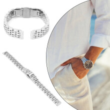 Boucle papillon en acier inoxydable argenté 180mm 12mm bracelet de montre