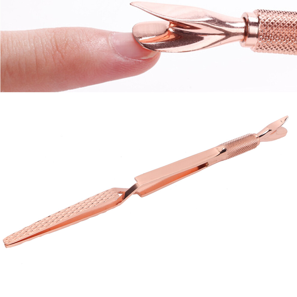 Gold Nail Art Pincher Stainless Steel Cuticle Pusher False Nail Shaping Tweezers Nail Art Toolsrose