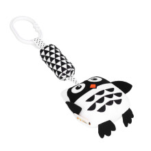 Sonaglio pendente a forma di gufo in peluche nero e bianco 3 mesi+