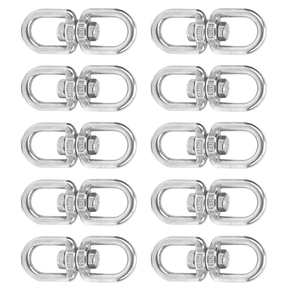 10Pcs Swivel Hooks M6 Double Ended Stainless Steel 8ÂShape Shackle Ring Connector 3171322519604