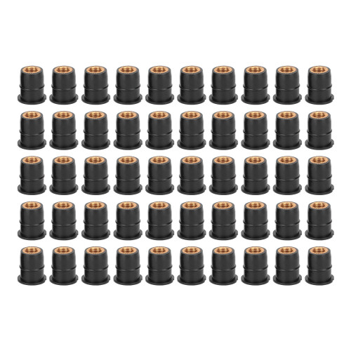50 pezzi Well Nut in gomma M6x0,8mm nero per parabrezza 1