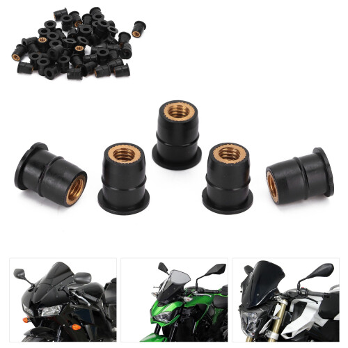 50 pezzi Well Nut in gomma M6x0,8mm nero per parabrezza