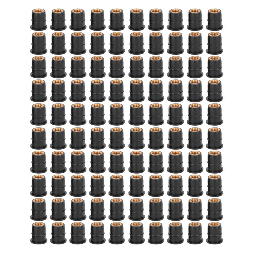 100 pezzi Well Nut M6x0.8mm gomma nera 14mm 1