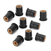 10 Stück schwarze M6x0,8 mm Gummidichtmuttern für Motorrad-ATV-Windschutzscheiben