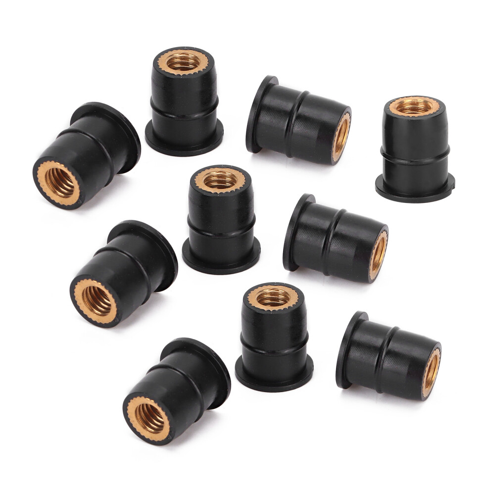 10Pcs Well Nut M6x0.8mm Rubber Captive Brass For Motorcycle Atv Windscreens Body 6931322520676