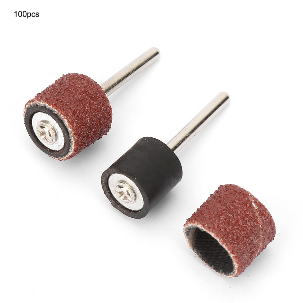 100Pcs 12Mm Abrasive Sand Paper Ring Sandpaper Wheel Grinding Bit 2Pcs Rods 4971322521374