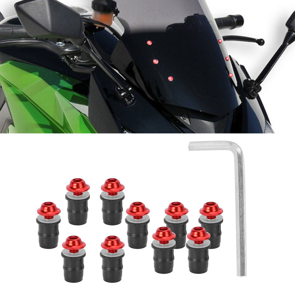 10Pcs Motorcycle M5x16mm/0.6In Windscreen Windshield Screw Bolts Kit Universal With Wrenchred 9471322521183
