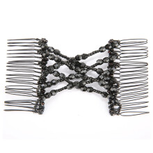 Pettine per capelli magico con clip e perline, 31 g, 8,5 x 7 cm, nero