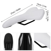 Selle de vélo de route en cuir PU 27 x 13 x 5,5 cm Blanc