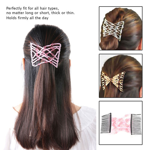 Perles roses pour pince à cheveux extensible 8,5  7,5 cm, 33 g 2