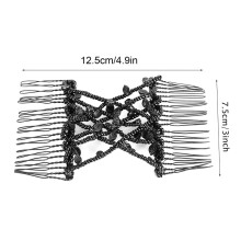 Fermacapelli con perline a foglie 12,5x7,5 cm Nero 32 g
