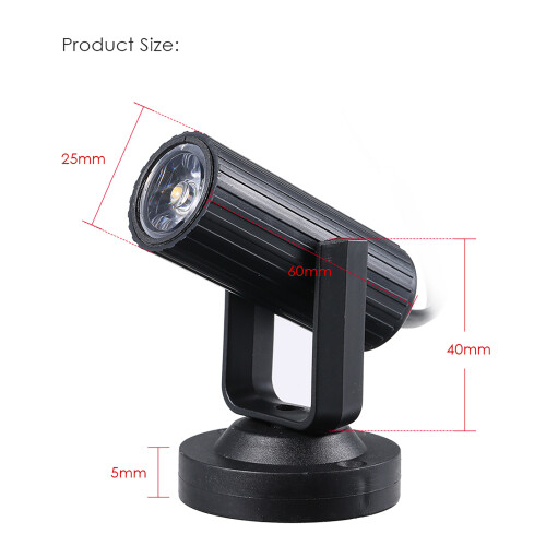Lampe spot LED mini noir 70x60x25mm AC85-265V 1W 1