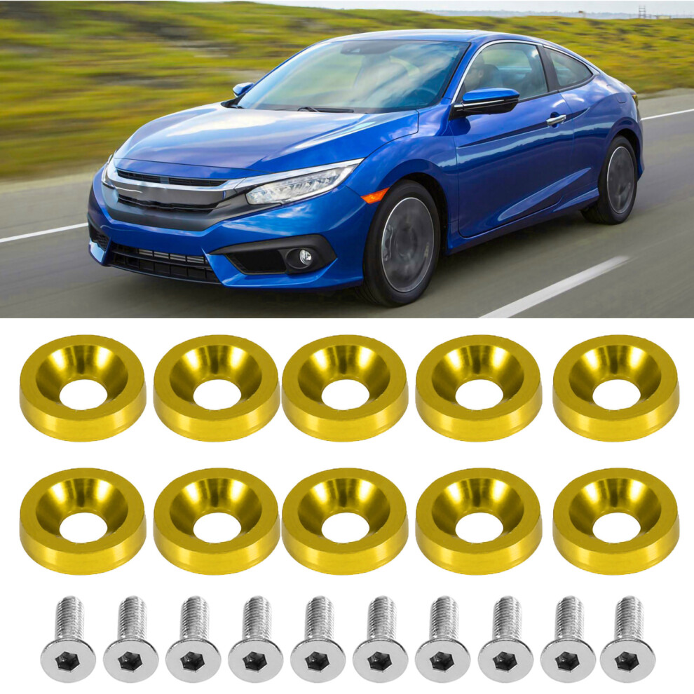 Car Modification M6 Gasket Bolt License Plate Frame Decoration Screw (Golden) 5081322525896