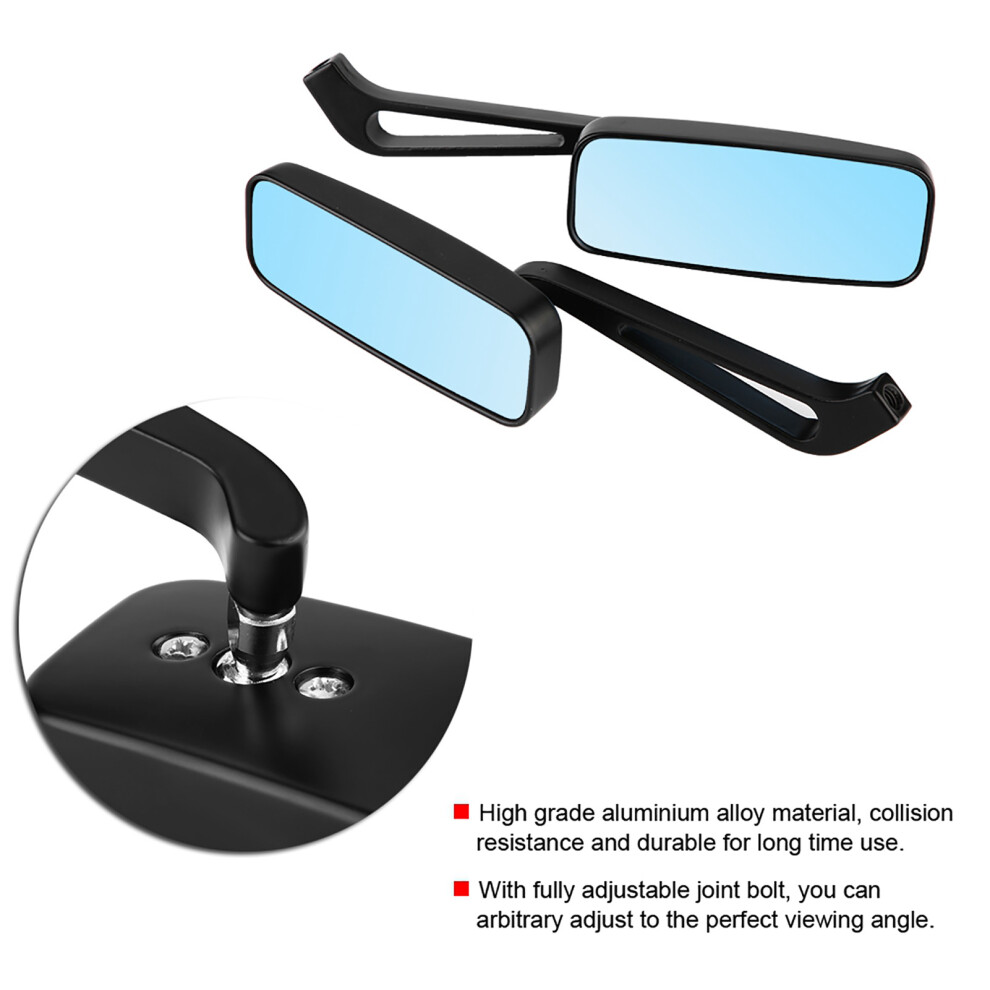 2Pcs Motorcycle Modified Square Rearview Mirror Anti Dazzling Lens Side Mirrors Blue 4621322525994