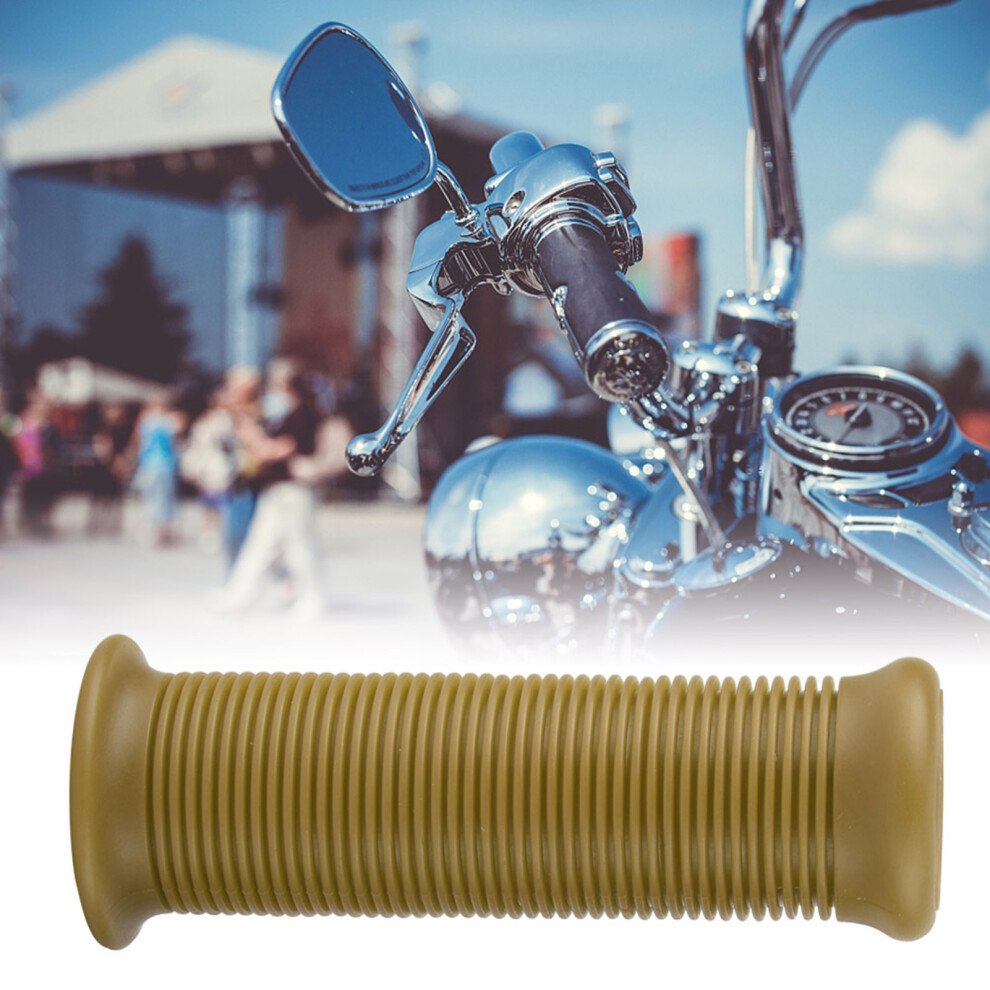 Pair Of 1Inch 25Mm / 1.1Inch 28Mm Universal Motorcycle Vintage Tpu Handle Handlebar Grip Sauce Yellow 8481322526843