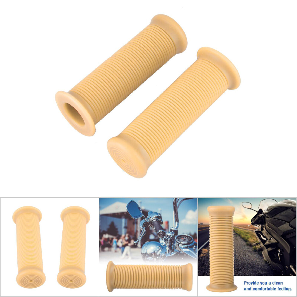 Pair Of 1Inch 25Mm / 1.1Inch 28Mm Universal Motorcycle Vintage Tpu Handle Handlebar Grip Beige 7891322527282