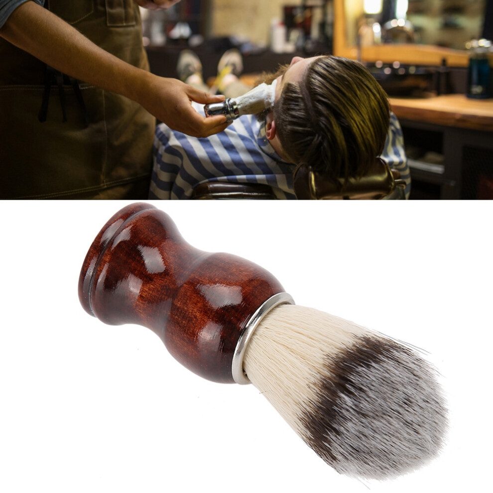 Cream Portable Men Beard Brush Wooden Handle Shaving Brush For Salon Home Travel Use