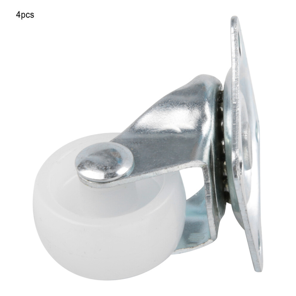 4Pcs 1 Inch Swivel Casters White Pp Roller Wheel For Trolley Furniture 8771322528474