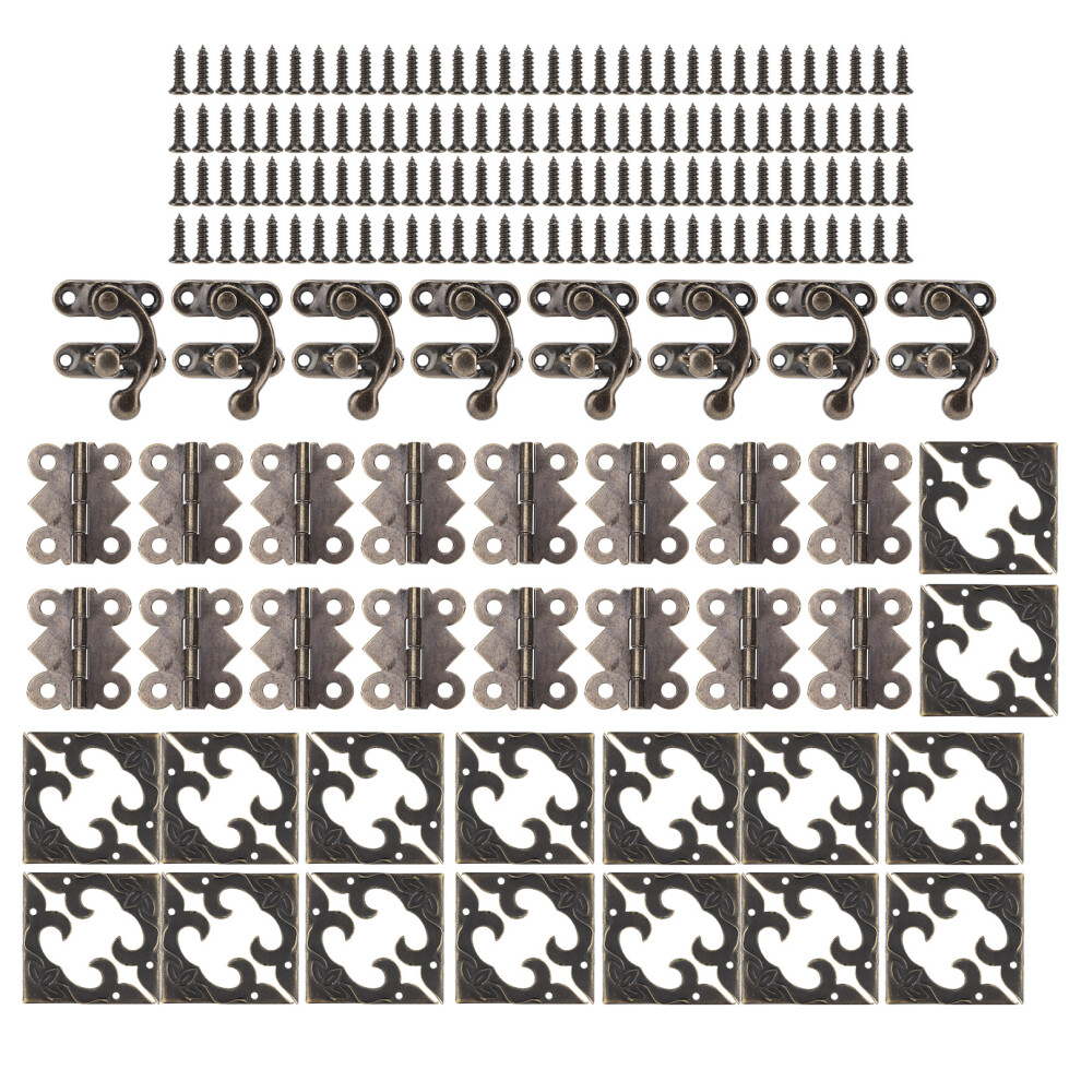 Box Hardware Iron Retro Buckle Locks Hinges Corner Protectors Decoration Packaging Kit 7661322529209