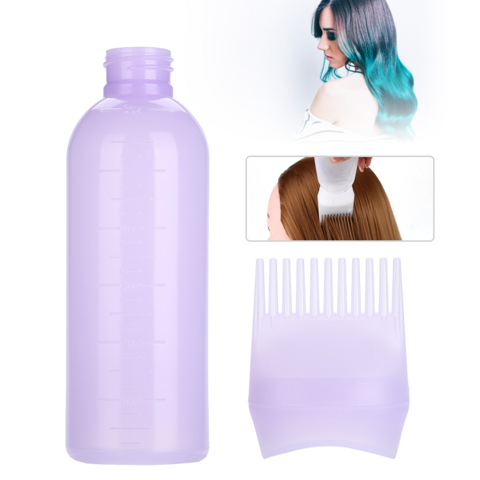 Purple 160Ml Hair Dyeing Bottle Brush Shampoo Hair Color Oil Comb Applicator Tool(Purple)