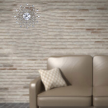 Sparkling Bling Metallic Silver Flower Shaped Wall Clock for Living Room Office(Round Flower)