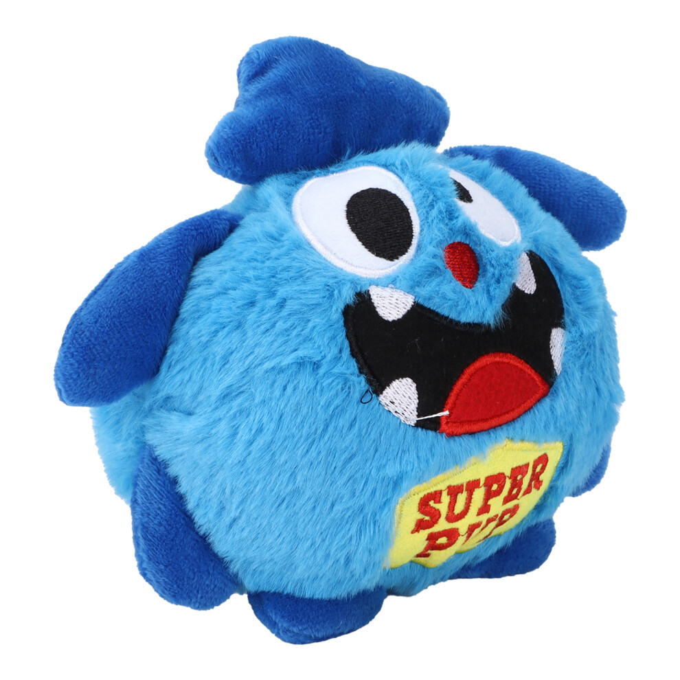 Dog Electric Bouncing Ball Toy Vibrating and Sounding Plush Cartoon for Motorized Entertainment Interactive Toy for PetsBlue Superman