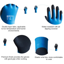 Gants en latex Thermo Plus Coldproof 90 g bleu S-XL