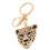 Porte-clés tête de léopard en strass, doré, 1 pièce 13