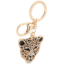 Strass-Leopardenkopf-Schlüsselanhänger Gold Zinklegierung Mädchen Geburtstagsgeschenk