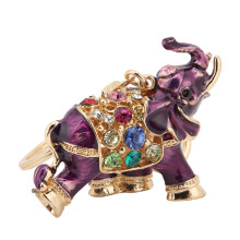 Porte-clés éléphant en strass violet alliage de zinc 1 pièce