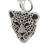 Porte-clés tête de léopard strass pendentif argent 12