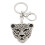 Porte-clés tête de léopard strass pendentif argent 1
