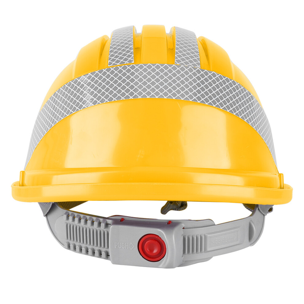 Construction Site Protective Cap Ventilate Abs Hard Hat Reflective Stripe Safety Helmet(Yellow) 3201322534755