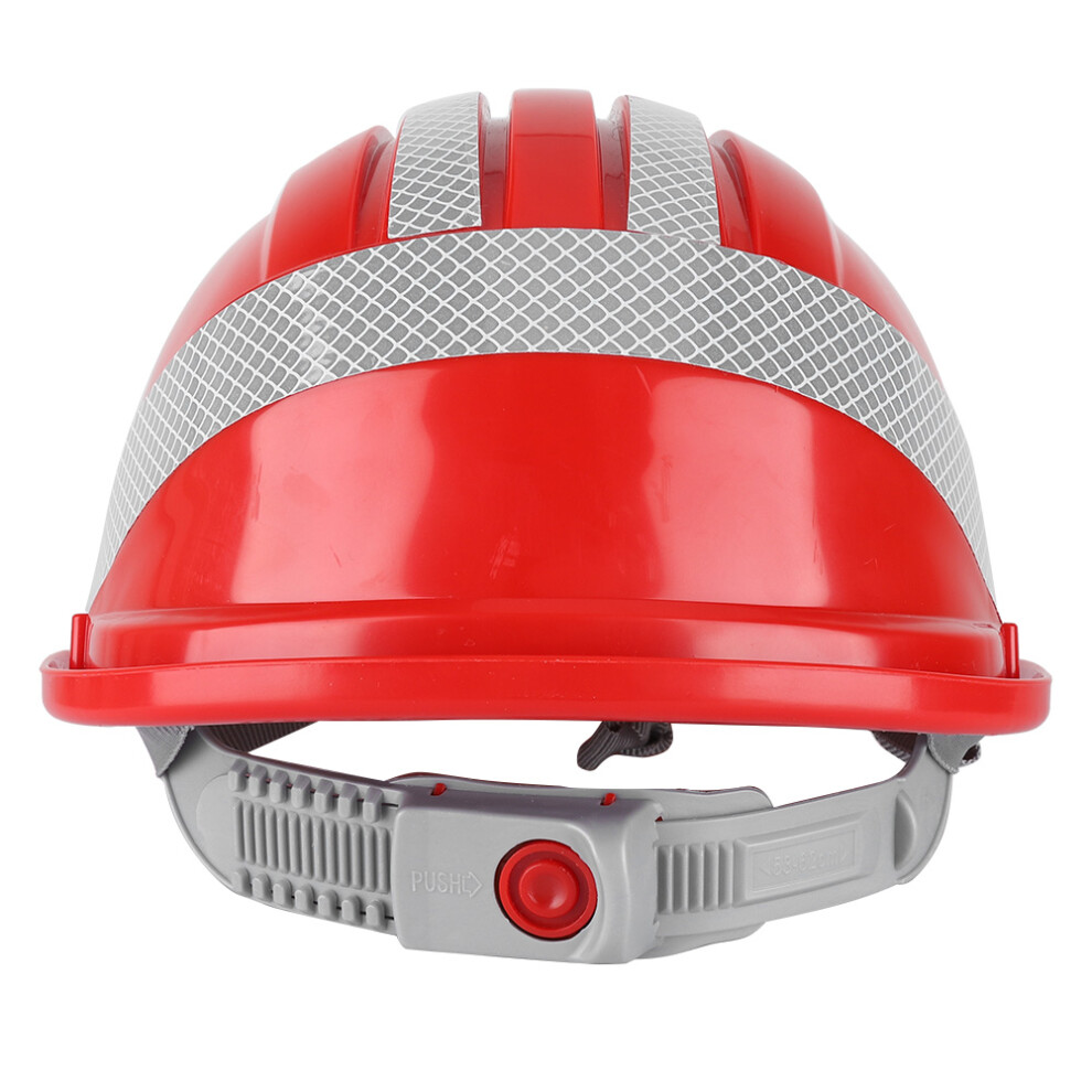 Construction Site Protective Cap Ventilate Abs Hard Hat Reflective Stripe Safety Helmet (Red) 4931322534699