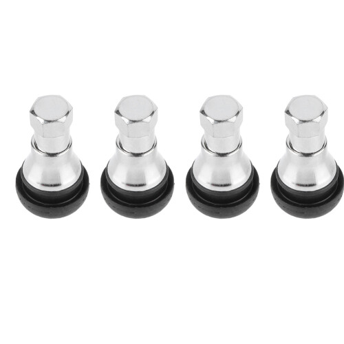 Kit di 4 tappi per valvole in alluminio - Nero/Argento 2
