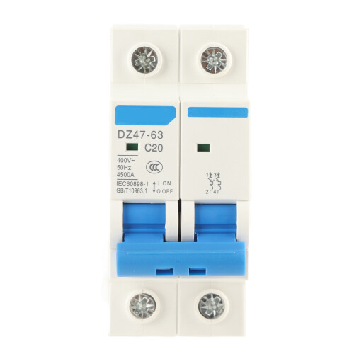Interruttore automatico miniatura DZ47-63 a 2 poli 400VAC 20A 2