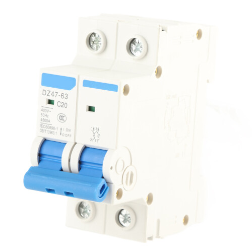Interruttore automatico miniatura DZ47-63 a 2 poli 400VAC 20A 1