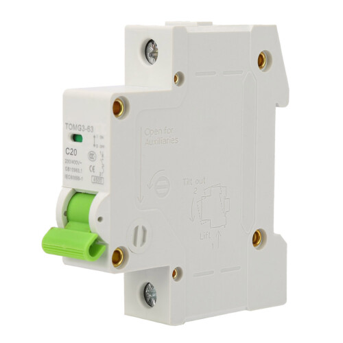 TOMG3-63 1P Tipo C MCB Interruttore di dispersione d'aria 20A 230V 1