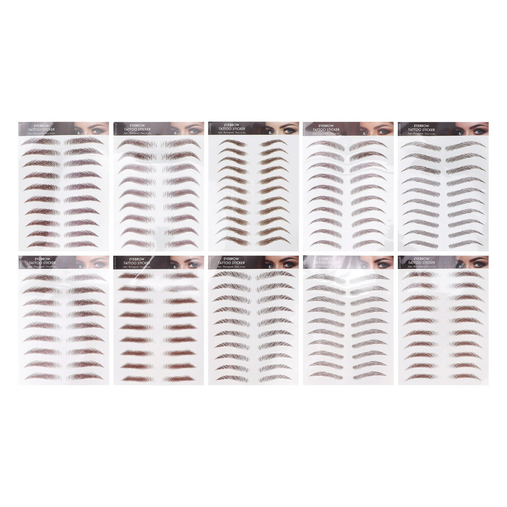 10pcs Temporary Brow Tattoo Waterproof Disposable 6D False Eyebrow Tattoos Stickers