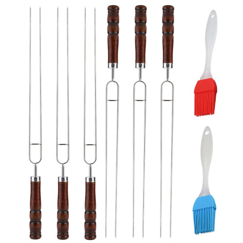 6 pezzi SSU-ForkBBQ 42x2.5x2cm; 2 pezzi spazzola 17x3x1cm Colore