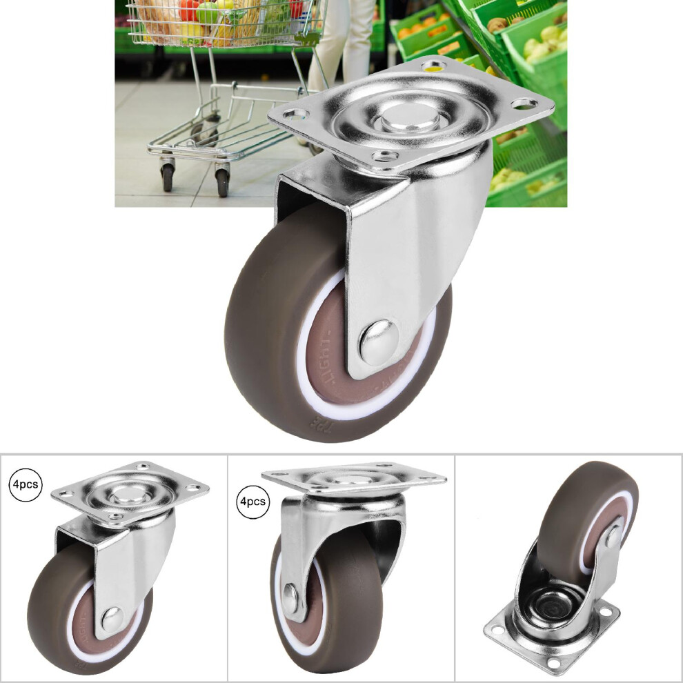 4Pcs Swivel Caster Wheels Heavy Duty Furniture Mute Soft Rubber Casters (Without Brake) 3271322542098