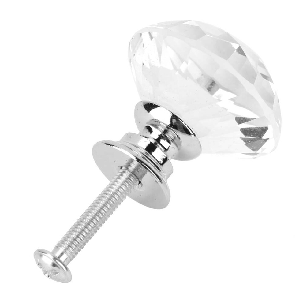 1PCS 30mm Diamond Shape Crystal Glass Pull Handle Cabinet Drawer Door Knob (Transparet)