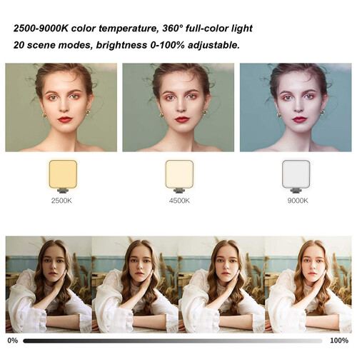 Lumière vidéo RGB 2000mAh 2500-9000K 6W 6.5oz 2